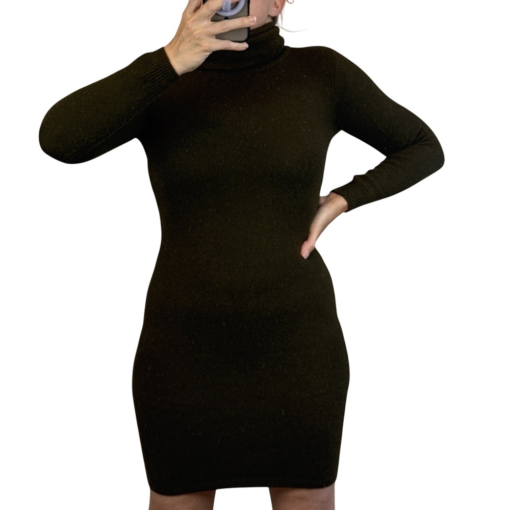 Ralph Lauren Black Label Olive Green Long Sleeve Turtleneck Sweater Dress Size S